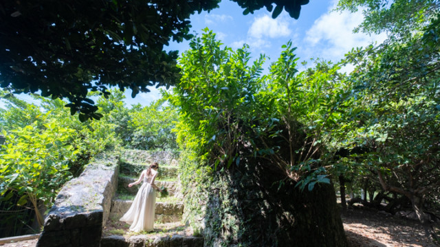 沖縄の森の中のフォトウェディング(グリーン)