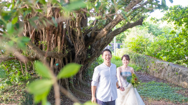 沖縄の森の中のフォトウェディング(グリーン)