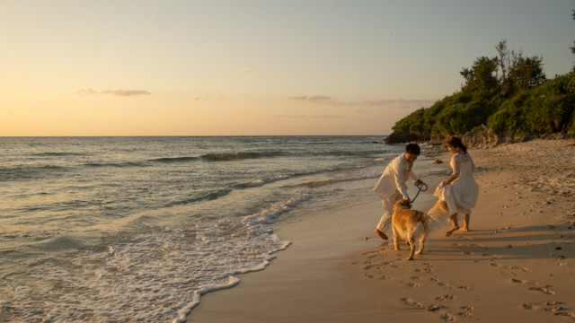 沖縄フォトウェディングのビーチフォト(サンセットイメージ)