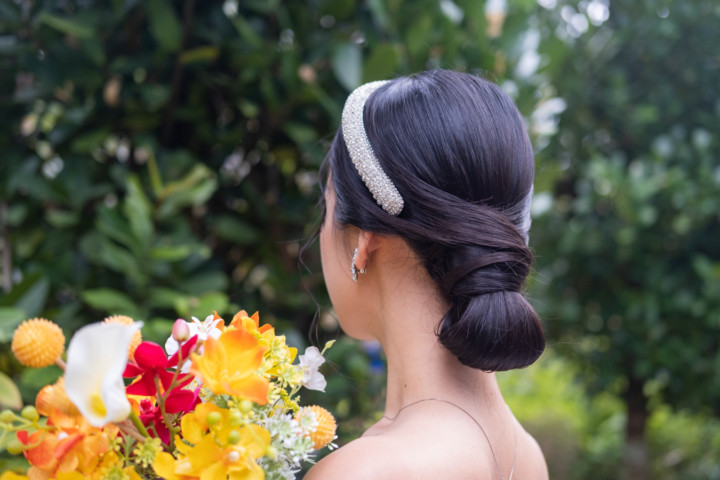 沖縄フォトウェディング(シニヨンアレンジ)(ウェディングヘア)