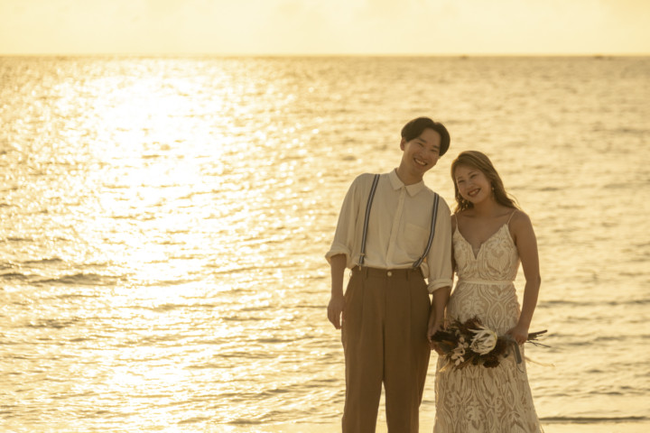 沖縄フォトウェディングサンセット撮影