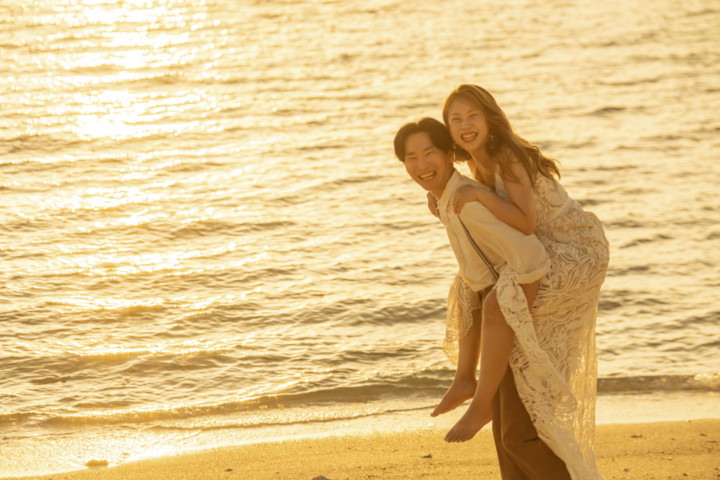 沖縄フォトウェディングサンセット撮影